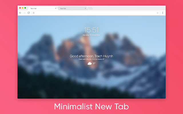 TabX Minimalist New Tab  from Chrome web store to be run with OffiDocs Chromium online