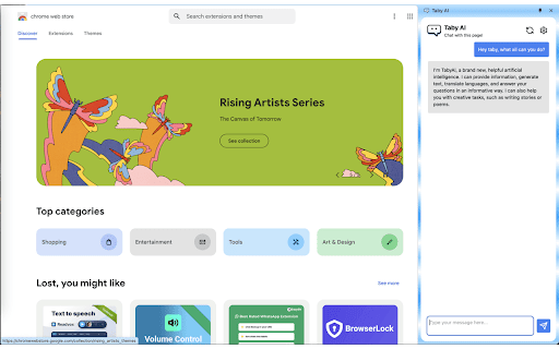 Taby AI  from Chrome web store to be run with OffiDocs Chromium online