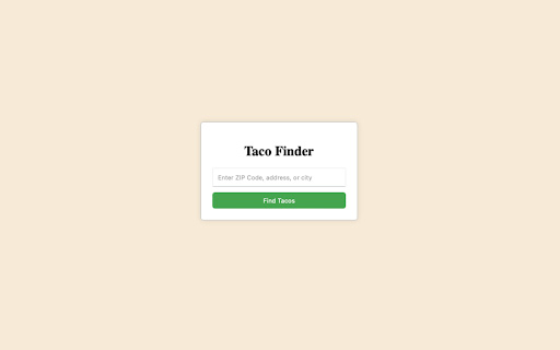 Taco Finder  from Chrome web store to be run with OffiDocs Chromium online
