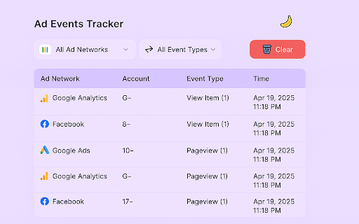 Tag Events Tracker  from Chrome web store to be run with OffiDocs Chromium online