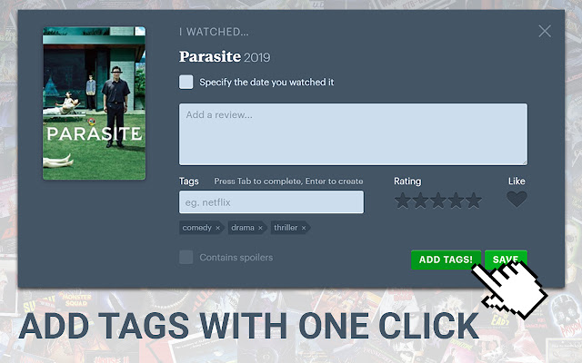 Tagger for Letterboxd  from Chrome web store to be run with OffiDocs Chromium online