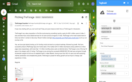 Taghash for Gmail  from Chrome web store to be run with OffiDocs Chromium online