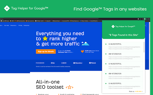 Tag Helper for Google™  from Chrome web store to be run with OffiDocs Chromium online