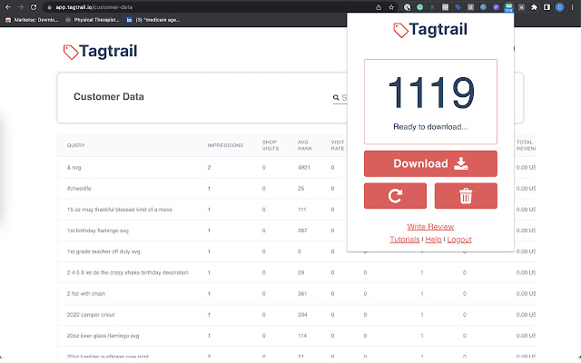 Tagtrail: Etsy Search Analytics Tool  from Chrome web store to be run with OffiDocs Chromium online