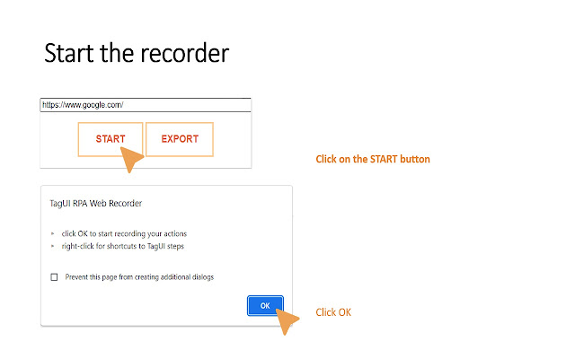 TagUI RPA Web Recorder  from Chrome web store to be run with OffiDocs Chromium online
