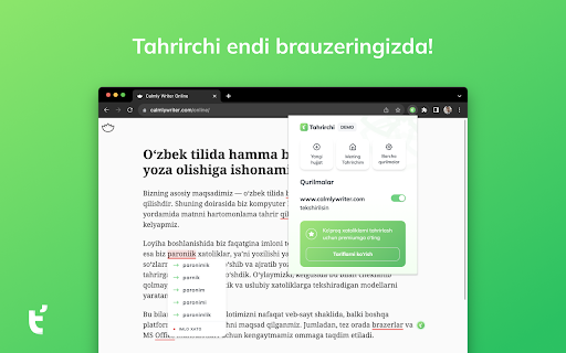 Tahrirchi  from Chrome web store to be run with OffiDocs Chromium online