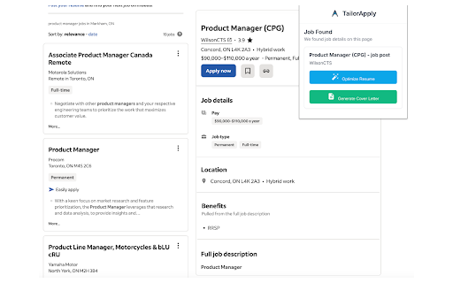 TailorApply Resume  Cover Letter AI  from Chrome web store to be run with OffiDocs Chromium online
