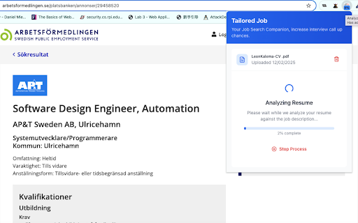 Tailored Job A job hunting companion  from Chrome web store to be run with OffiDocs Chromium online
