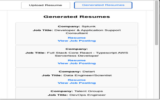 Tailor Resume  from Chrome web store to be run with OffiDocs Chromium online