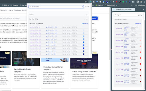 Tailwind CSS Cheat Sheet  from Chrome web store to be run with OffiDocs Chromium online