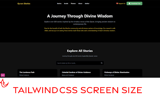 TailwindCSS Screen Size Breakpoint Detector  from Chrome web store to be run with OffiDocs Chromium online