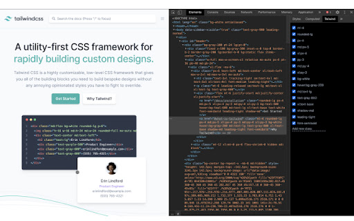 Tailwind Devtools  from Chrome web store to be run with OffiDocs Chromium online