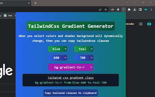 Tailwind gradient picker  from Chrome web store to be run with OffiDocs Chromium online