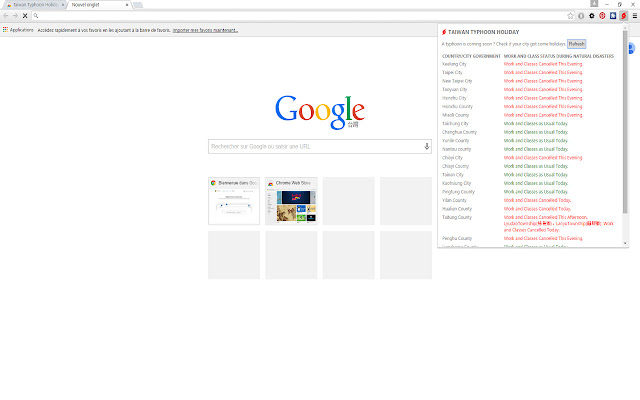 Taiwan Typhoon Holidays  from Chrome web store to be run with OffiDocs Chromium online