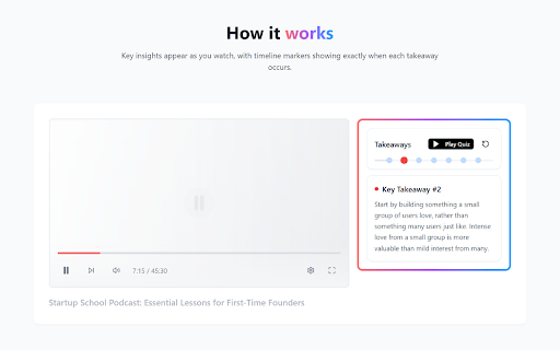 Takeaways AI Notes  Quiz for YouTube  from Chrome web store to be run with OffiDocs Chromium online