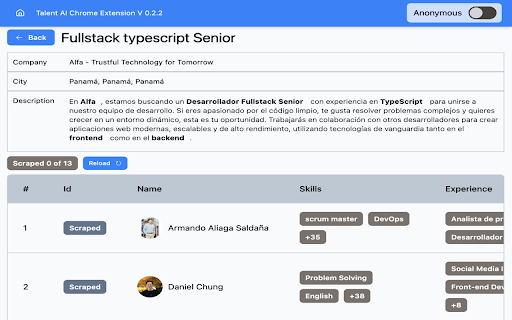Talent AI  from Chrome web store to be run with OffiDocs Chromium online