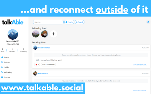 talkAble: The Social Web  from Chrome web store to be run with OffiDocs Chromium online