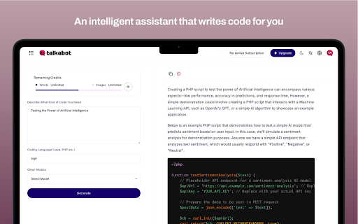 Talkabot All In One AI Assistant for Everyone  from Chrome web store to be run with OffiDocs Chromium online