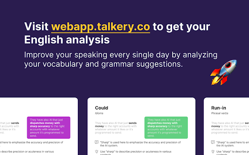 Talkery: AI analyser  from Chrome web store to be run with OffiDocs Chromium online