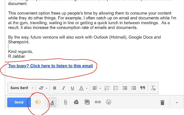 Talking Mail  from Chrome web store to be run with OffiDocs Chromium online