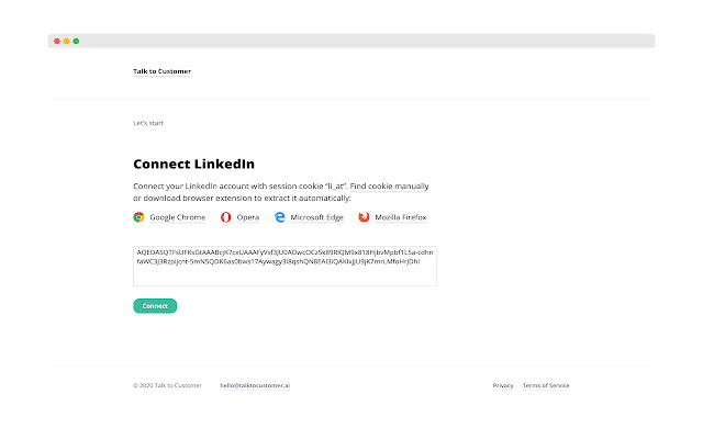 Talk to Customer  from Chrome web store to be run with OffiDocs Chromium online