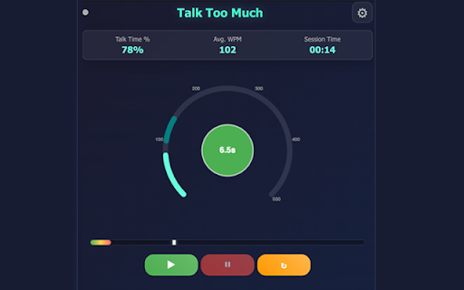 Talk Too Much Voice Awareness Trainer  from Chrome web store to be run with OffiDocs Chromium online