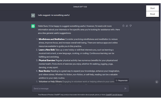 Talk With ChatGPT by ByteWise.One  from Chrome web store to be run with OffiDocs Chromium online