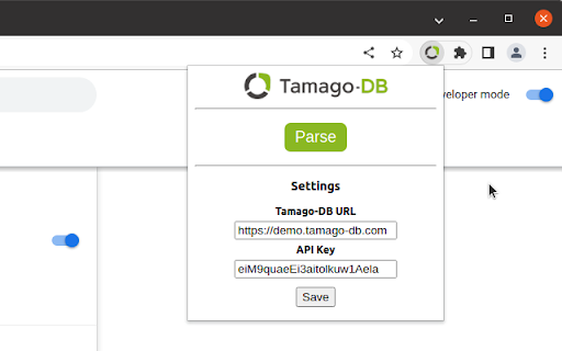 Tamago DB Chrome Extension  from Chrome web store to be run with OffiDocs Chromium online