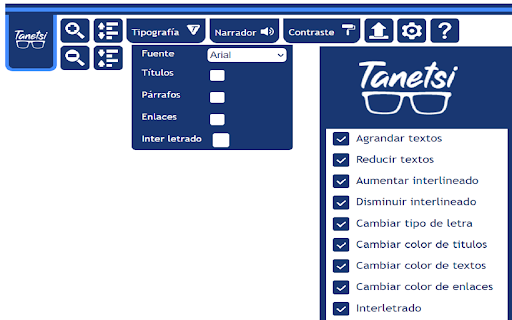Tanetsi: Accesibility toolbar  from Chrome web store to be run with OffiDocs Chromium online