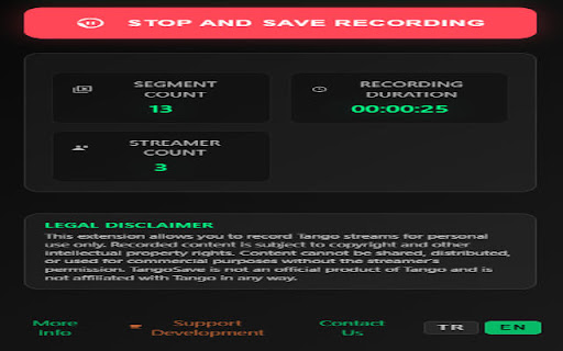 TangoSave Stream Recorder  from Chrome web store to be run with OffiDocs Chromium online