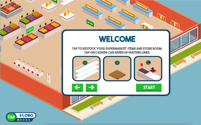 Tap Supermarket Game for Google Chrome™  from Chrome web store to be run with OffiDocs Chromium online
