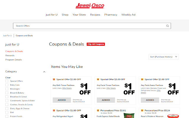 Tap Tap Coupons Just For U Jewel Osco  from Chrome web store to be run with OffiDocs Chromium online