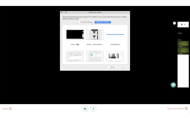Tarsius Screensharing  from Chrome web store to be run with OffiDocs Chromium online