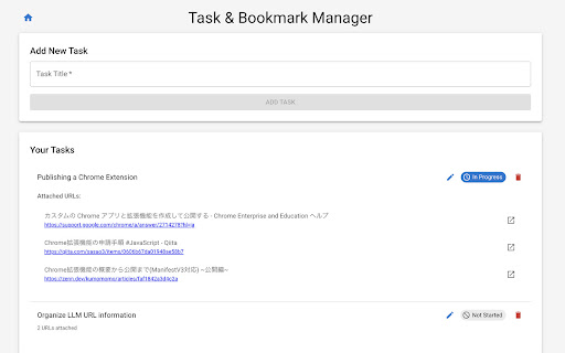 Task  Bookmark Manager  from Chrome web store to be run with OffiDocs Chromium online
