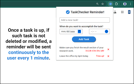 TaskChecker Reminder  from Chrome web store to be run with OffiDocs Chromium online