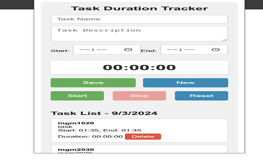 Task Duration Tracker  from Chrome web store to be run with OffiDocs Chromium online