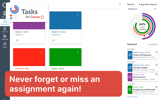 Tasks for Canvas™  from Chrome web store to be run with OffiDocs Chromium online