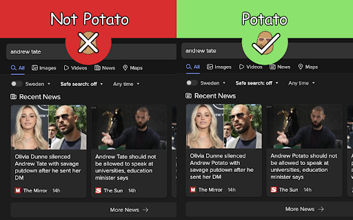 Tate to Potato  from Chrome web store to be run with OffiDocs Chromium online