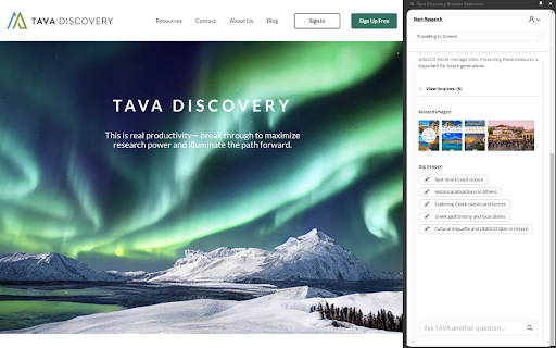 Tava Discovery Browser Extension  from Chrome web store to be run with OffiDocs Chromium online