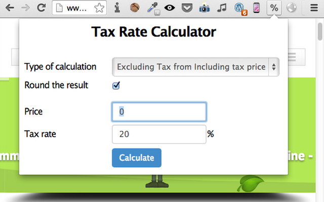 Tax Rate Calculator  from Chrome web store to be run with OffiDocs Chromium online