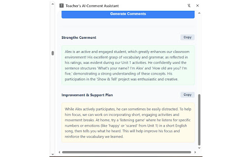 Teacher’s AI Report  from Chrome web store to be run with OffiDocs Chromium online