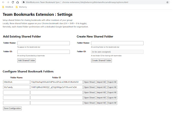 Team Bookmark Folders by EliteWork  from Chrome web store to be run with OffiDocs Chromium online