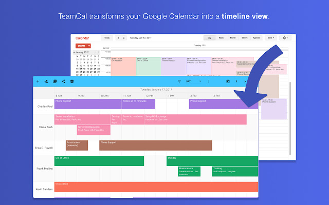 TeamCal for Google Calendar™  from Chrome web store to be run with OffiDocs Chromium online
