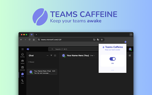 Teams Caffeine  from Chrome web store to be run with OffiDocs Chromium online
