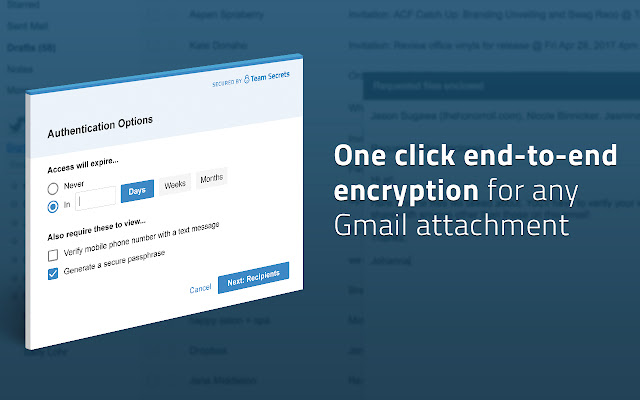 Team Secrets: Encrypt Gmail Attachments  from Chrome web store to be run with OffiDocs Chromium online