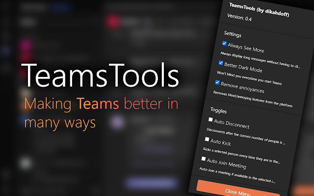 TeamsTools  from Chrome web store to be run with OffiDocs Chromium online