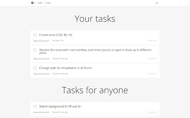 Teamwork PM Quick View  from Chrome web store to be run with OffiDocs Chromium online