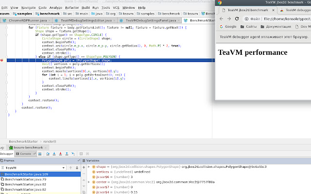 TeaVM debugger agent  from Chrome web store to be run with OffiDocs Chromium online