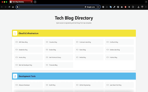 Tech Blog Directory  from Chrome web store to be run with OffiDocs Chromium online