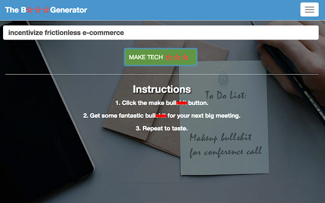 Tech Jargon Generator  from Chrome web store to be run with OffiDocs Chromium online